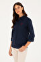 Women's Navy Blue Long Sleeve Basic Shirt 50271266 -Vr033 - 3