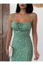 Women's Rope Strap Slit Detailed Floral Dress - 7