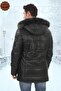 Men's Genuine Lambskin Winter Parka Hooded Fur Leather Coat Puffer Jacket Real Leather Coat - 4