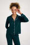 100% Cotton Dark Green Color Premium Quality Long Sleeve Women's Pajama Set - 6