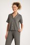 100% Cotton, Smoke Grey Military Color, Premium Quality Short-Sleeve Women's Pajama Set - 6