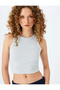 Halter Neck Ribbed Slim Fit Crop Women's Tank Top