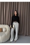 Women's Black Crew Neck Braided Hole Special Design Crop Knitwear Sweater - 8