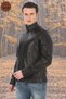 Men's Genuine Lambskin Coat Slim Fit Black Biker Jacket Zip up Stand Collar Leather Outwear - 2