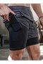 Men's Quick Dry Zippered Training Astroturf Fitness Short Leggings Sports Shorts