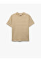 Cotton Crew Neck Short Sleeve Oversize Stripe T-Shirt