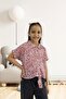 Floral Patterned Short-Sleeved Girl's Shirt 1849 - 2