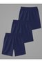 3-Piece Navy Blue Color Comfortable Fit Soft Fabric Summer Shorts with Elastic Waist Pockets - 2