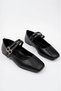 Women's Black Skin Double Strap Daily Comfortable Ballerinas - 6
