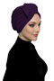 Crystal Fan Stone Embroidered Double-Sided Lined Purple Ready-made Hijab Hijab Evening Dress Bonnet - 7