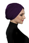 Crystal Fan Stone Embroidered Double-Sided Lined Purple Ready-made Hijab Hijab Evening Dress Bonnet - 2