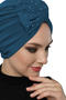 Crystal Fan Stone Embroidered Double Sided Lined Oil Ready Hijab Hijab Evening Dress Bonnet - 5