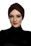 Cross Pleated Band Lined Brown Ready-To-Wear Turban Hijab Pool Cap Suitable for Medical Use - 5