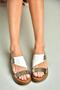 S 291059703   White/Platinum Genuine Leather Thick Soled Women's Slippers - 4