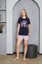 Women's Shorts Pajama Set with Kitten Design, Cotton, Dowry, Bundle, Home Wear - 3