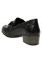 D25Ya-3365 Daily Thick Heeled Black Patent Leather Women's Shoes - 4