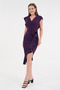 Crepe Stretchy Fabric Double Breasted Neckline Flounced Midi Women's Evening Dress Graduation Dress 583160