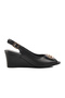 Black Wedge Heel Women's Heeled Shoes 312334   Z