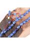 Pressed amber white cut 8x11mm rosary -parliament blue - 7