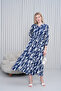 Women's Shirt Collar Buttoned Long Woven Dress - 2