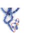 Pressed amber white cut 8x11mm rosary -parliament blue - 5