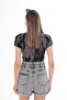 Women's Tie Dye Patterned Bottom Cross Detailed Ribbed Tie Dye T-Shirt 250074   - - 5