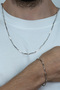 Cube Triangle Model Steel Men's Necklace and Bracelet Set Eck38S - 2