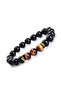 2 Pieces Shiny Matte Onyx Tiger Eye Stone Unisex Bracelet Pair Okbpm - 6