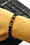 2 Pieces Shiny Matte Onyx Tiger Eye Stone Unisex Bracelet Pair Okbpm - 3