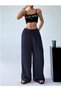 Women's Wrapped Fabric Waist Tied Woven Wide Leg Pants - 6