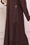 Hijab Dress with Side Zipper Detail - Brown - 4