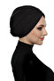 Crystal Fan Stone Embroidered Double-Sided Lined Black Ready-To-Wear Turban Hijab Evening Dress Bonnet - 3