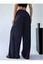 Women's Wrapped Fabric Waist Tied Woven Wide Leg Pants - 2