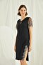Brode Lace Nightgown with Slit and Collar Detail