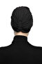 Crystal Fan Stone Embroidered Double-Sided Lined Black Ready-To-Wear Turban Hijab Evening Dress Bonnet - 5
