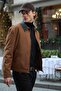 Men's Leather Detailed Suede Tan Jacket Coat - 4