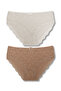 2 Pack Cotton Lace Front High Waist Large Size Women's Panties