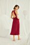 Women's Red Chest and Back Decorated Brode Lace Slit Nightdress 18482 - 3