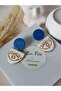 6 Steel Evil Eye Detailed Polymer Bristle Earrings - Women