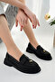 Loressa Model Black Linen Women's Loafer Casual Shoes - 2