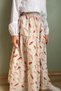 Girl's 100% Cotton Cream Color Printed Linen Long Skirt