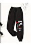 Women's Paris Printed Jogger Comfort Fit Fit Black Sweatpants