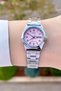 Women's Pink Cordon Silver Color Calendar Wristwatch - 4