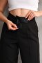 Women's Black Pocketed Hook-and-Loop Closure Wide-Leg Woven Premium Comfortable Palazzo Pants
