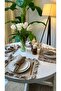 Aura Linen Stain-Resistant Beige Ruffled American Placemat Set of 4 (Napkins Not Included) - 4