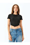 Short Sleeve Round Neck Corset Detailed Crop Ribbed T-Shirt - 3