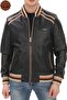 Men's Genuine Lambskin Bomber Jacket Stripe Detailed Stylish Black Varsity Derimont Handmade Casual Jacket - 5