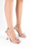 Women's Silver Transparent Bow Embellished High Heel Shoes