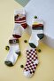 Set of 4 Cotton Children's Socks with Landscape Pattern and Checkered - 2