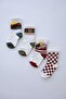 Set of 4 Cotton Children's Socks with Landscape Pattern and Checkered